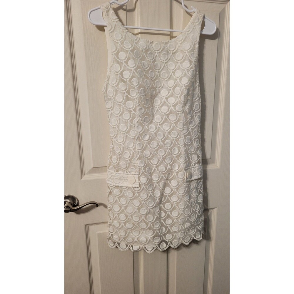 Vintage bebe White Crochet Lace Mini Dress Size Small S Y2K Bride Bridal Shower